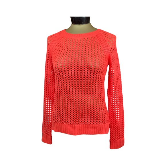 a.n.a. Petite Womens Long Sleeve Crew Neck Open Knit Sweater Size PS Pink - Picture 1 of 15